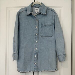 Zara Denim Oversized Button Down Shirt
